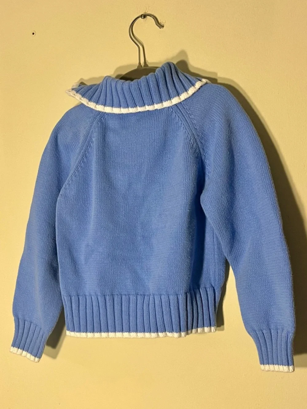 VTG Gymboree Blue Knit Collared Button Sweater White Whale Embroidery Size 6